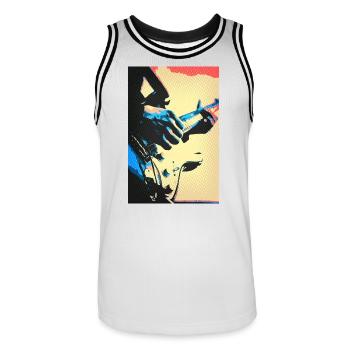 Guitare color - Maillot de basket Homme - blanc/noir - Devant - AI Model Male 185 dark (185cm)