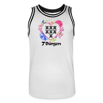 Siebenbürger Wappen mit Blumendesign und Wappen - Männer Basketball-Trikot - Weiß/Schwarz - Vorne - AI Model Male 185 dark (185cm)