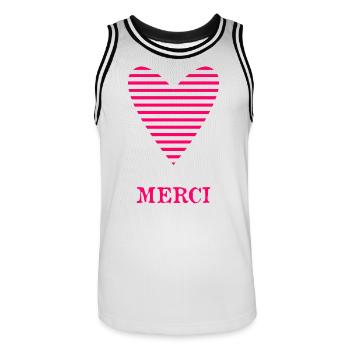 THANK YOU. MISTRESS. MASTER - Men's Basketball Jersey - white/black - Front - AI Model Male 185 dark (185cm)