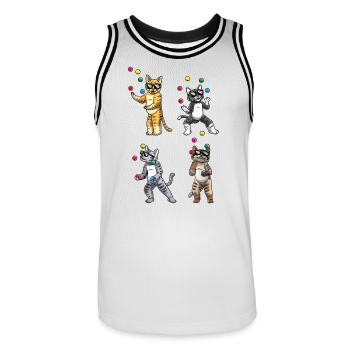 Juggling Sunglasses Cats Quartet - Men's Basketball Jersey - white/black - Front - AI Model Male 185 dark (185cm)