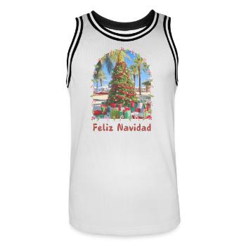 Feliz Navidad - Spanish Christmas - Men's Basketball Jersey - white/black - Front - AI Model Male 185 dark (185cm)