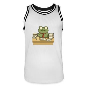 Business-Frosch - Männer Basketball-Trikot - Weiß/Schwarz - Vorne - AI Model Male 185 dark (185cm)