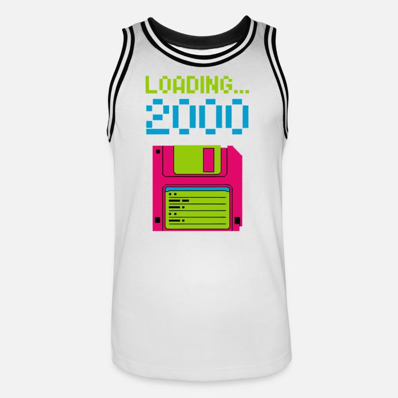 Loading 2000 Disketten-Design Retro Pixel Design - Männer Basketball-Trikot - Weiß/Schwarz