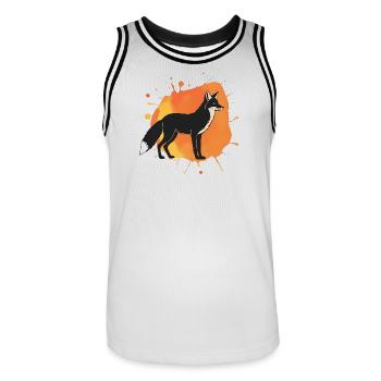 Falcon Dog Silhouette with Orange Background - Men's Basketball Jersey - white/black - Front - AI Model Male 185 dark (185cm)