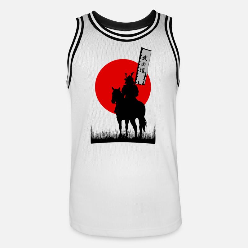 BUSHIDO, CODICE GUERRIERO SAMURAI | 8K SILHOUTTE PULITO - Maglia da basket per uomo - bianco/nero