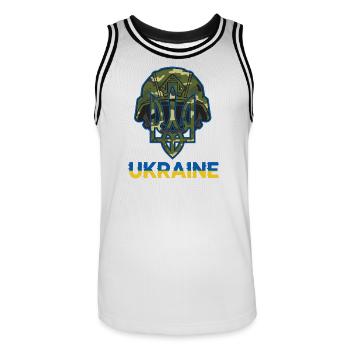 Casque de camouflage Trident d’Ukraine - Maillot de basket Homme - blanc/noir - Devant - AI Model Male 185 dark (185cm)