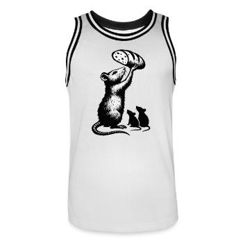 Rat soulevant une miche de pain – illustration graphique - Maillot de basket Homme - blanc/noir - Devant - AI Model Male 185 dark (185cm)