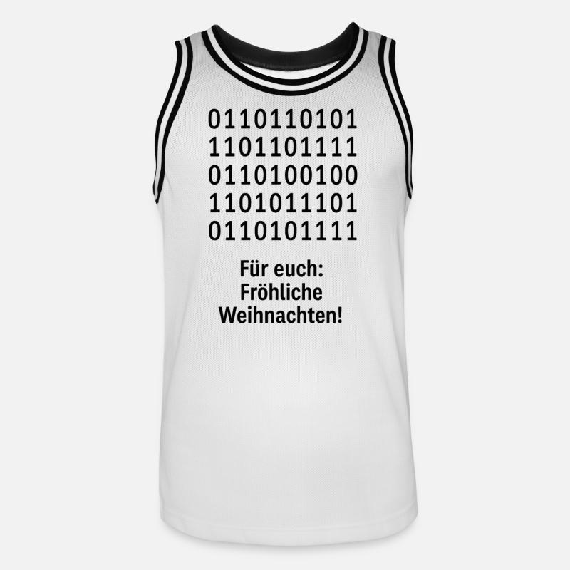 Christmas Code Binary Pattern - Men's Basketball Jersey - white/black
