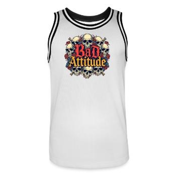 Schlechte Einstellung Skull Roses - Männer Basketball-Trikot - Weiß/Schwarz - Vorne - AI Model Male 185 dark (185cm)