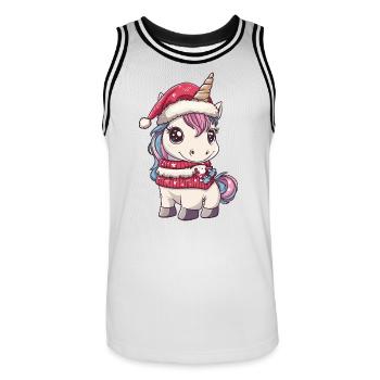 Noël de Noël licorne - Maillot de basket Homme - blanc/noir - Devant - AI Model Male 185 dark (185cm)