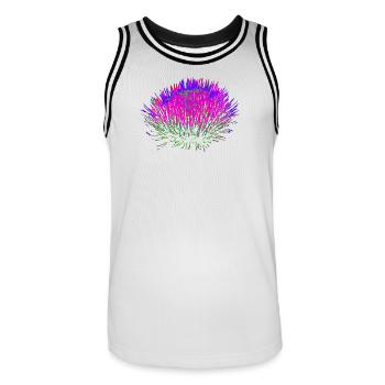 Neon-Blume– Pop-Art Design - Männer Basketball-Trikot - Weiß/Schwarz - Vorne - AI Model Male 185 dark (185cm)