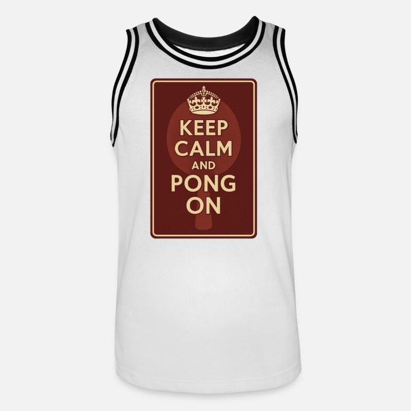Keep Calm and Pong On / Ping - Männer Basketball-Trikot - Weiß/Schwarz