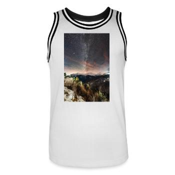 La Voie lactée au-dessus des montagnes Agrafa - Maillot de basket Homme - blanc/noir - Devant - AI Model Male 185 dark (185cm)