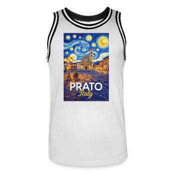 Prato, Italien. - Männer Basketball-Trikot - Weiß/Schwarz - Vorne - AI Model Male 185 dark (185cm)