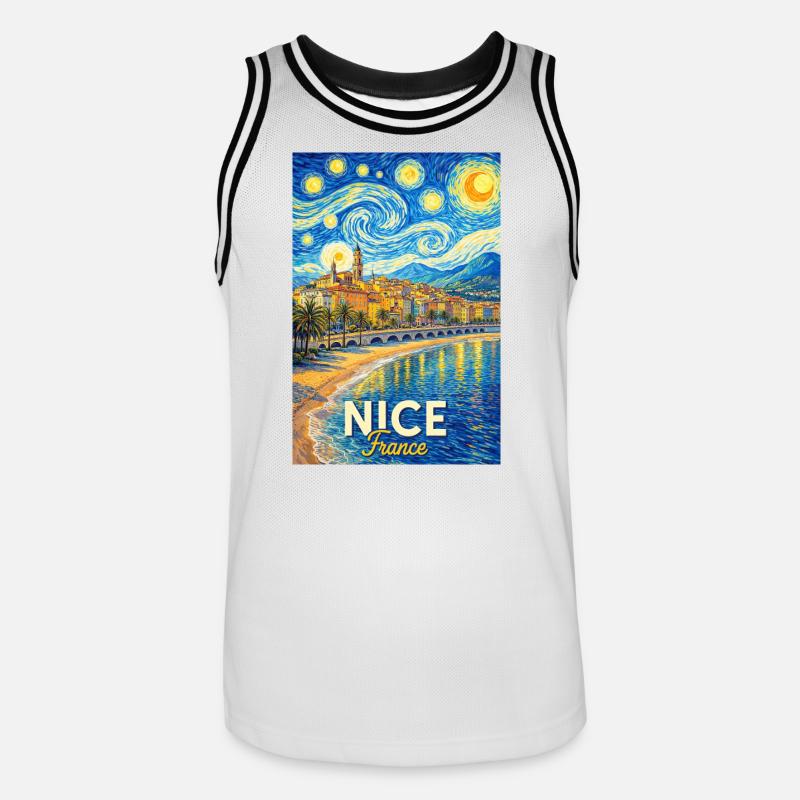 Nizza, Francia - Maglia da basket per uomo - bianco/nero