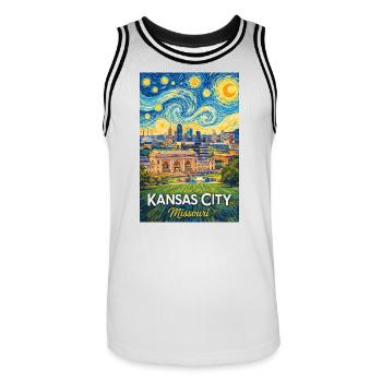 Kansas City Missouri - Männer Basketball-Trikot - Weiß/Schwarz - Vorne - AI Model Male 185 dark (185cm)