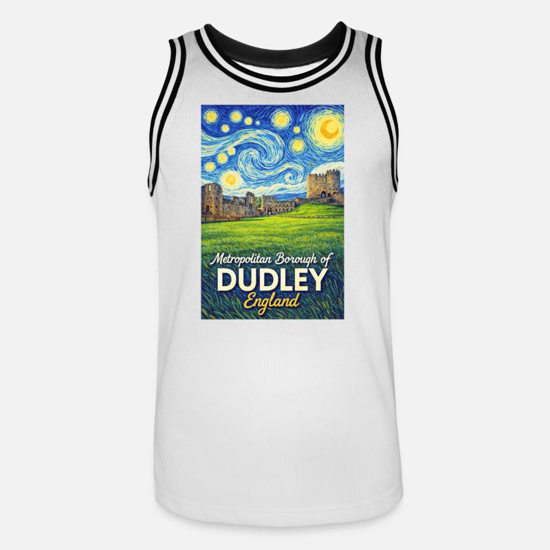 Dudley England Notte Stellata - Maglia da basket per uomo - bianco/nero