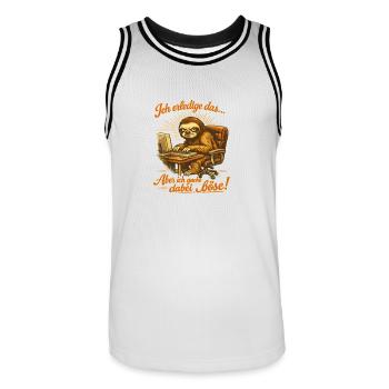 Ich mach das aber ich gucke dabei böse sloth - Männer Basketball-Trikot - Weiß/Schwarz - Vorne - AI Model Male 185 dark (185cm)