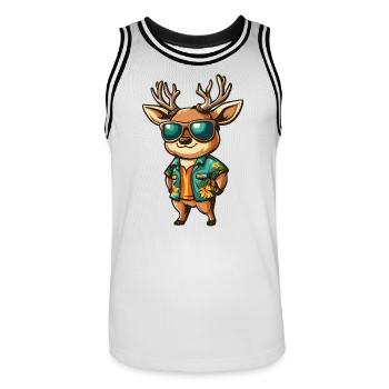 Vacances de bandes dessinées sur les cerfs - Maillot de basket Homme - blanc/noir - Devant - AI Model Male 185 dark (185cm)