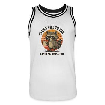 Waschbär Es gibt viel zu tun lustige Sprüche - Männer Basketball-Trikot - Weiß/Schwarz - Vorne - AI Model Male 185 dark (185cm)