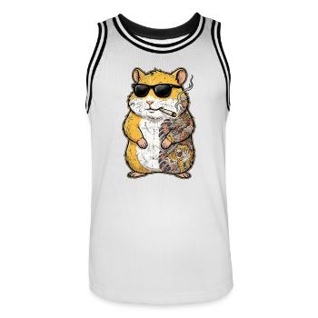 Tatouages japonais de hamster cool - Maillot de basket Homme - blanc/noir - Devant - AI Model Male 185 dark (185cm)