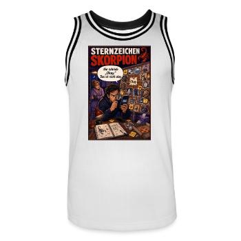 Sternzeichen Skorpion - Wenn „Okay“ nicht okay ist - Männer Basketball-Trikot - Weiß/Schwarz - Vorne - AI Model Male 185 dark (185cm)