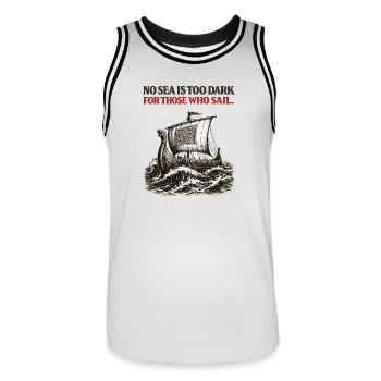 Aucune mer n’est trop sombre Vaisseau viking Esprit stoïque Don - Maillot de basket Homme - blanc/noir - Devant - AI Model Male 185 dark (185cm)