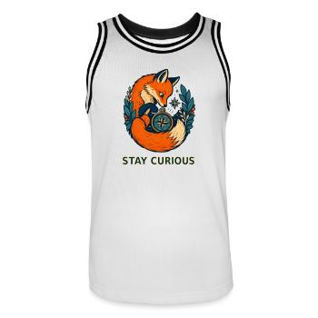Waldfuchs Kompass der Neugier - Männer Basketball-Trikot - Weiß/Schwarz - Vorne - AI Model Male 185 dark (185cm)