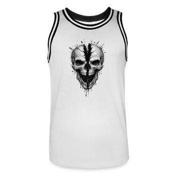 Split Skull Gothic Horror-Grafik - Männer Basketball-Trikot - Weiß/Schwarz - Vorne - AI Model Male 185 dark (185cm)
