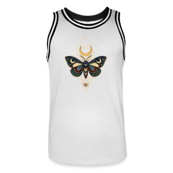 Goldener Mondschmetterling mit Sternenstrahlen - Männer Basketball-Trikot - Weiß/Schwarz - Vorne - AI Model Male 185 dark (185cm)