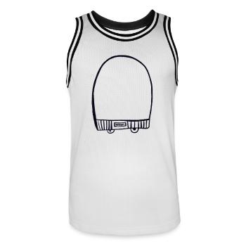 Schwarze Kappe - Männer Basketball-Trikot - Weiß/Schwarz - Vorne - AI Model Male 185 dark (185cm)