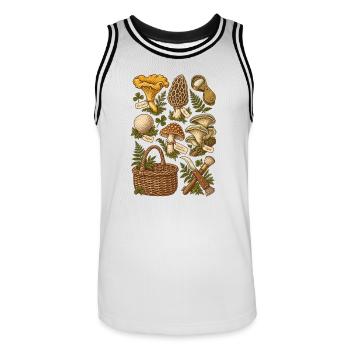 Mushrooms in the forest – botanical illustration - Men's Basketball Jersey - white/black - Front - AI Model Male 185 dark (185cm)