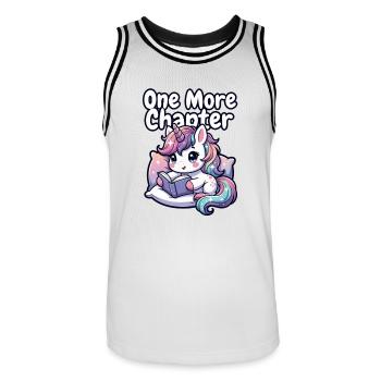 Un chapitre de plus : Licorne Douillette - Maillot de basket Homme - blanc/noir - Devant - AI Model Male 185 dark (185cm)