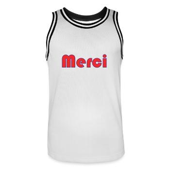MERCI. MAÎTRESSE. MAÎTRE. MERCI MAÎTRESSE - Maillot de basket Homme - blanc/noir - Devant - AI Model Male 185 dark (185cm)