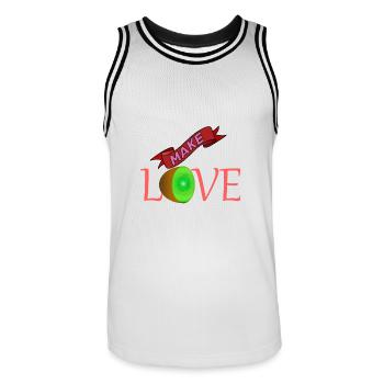 Amour, Amis, Famille, Partenaires, Bonheur, Vie amusante - Maillot de basket Homme - blanc/noir - Devant - AI Model Male 185 dark (185cm)