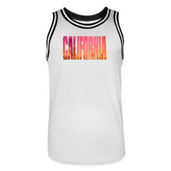 California - Männer Basketball-Trikot - Weiß/Schwarz - Vorne - AI Model Male 185 dark (185cm)