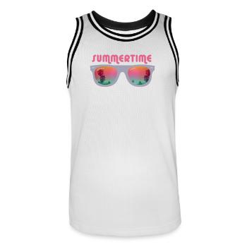 Summertime - Sonnenbrille - Männer Basketball-Trikot - Weiß/Schwarz - Vorne - AI Model Male 185 dark (185cm)