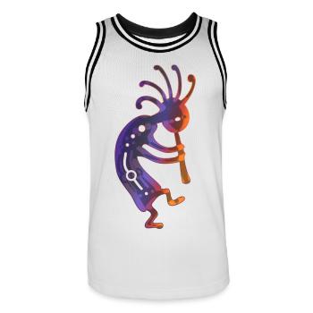 Natif joueur de flûte américain Kokopelli - Maillot de basket Homme - blanc/noir - Devant - AI Model Male 185 dark (185cm)