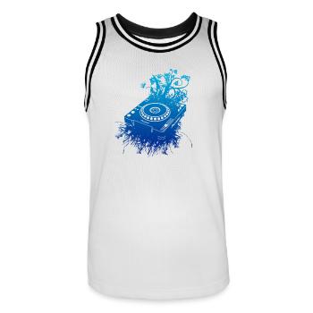 Organic CDJ 1000 DJ - Männer Basketball-Trikot - Weiß/Schwarz - Vorne - AI Model Male 185 dark (185cm)