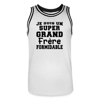 Je Suis Un Grand Frère Formidable - Cadeau - Maillot de basket Homme - blanc/noir - Devant - AI Model Male 185 dark (185cm)