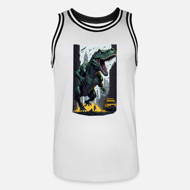 T Rex - Männer Basketball-Trikot - Weiß/Schwarz