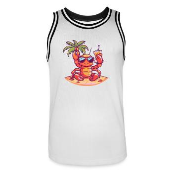 Crabe homard Vacances d’été à la plage - Maillot de basket Homme - blanc/noir - Devant - AI Model Male 185 dark (185cm)
