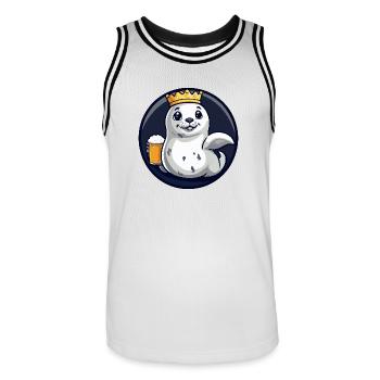 Seal Animal Bière Bande dessinée - Maillot de basket Homme - blanc/noir - Devant - AI Model Male 185 dark (185cm)