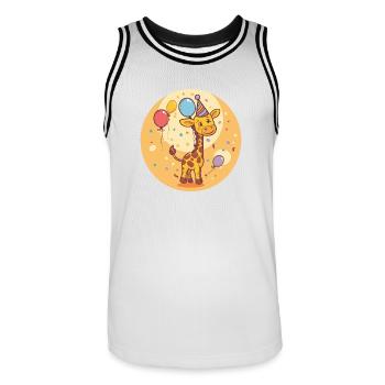 Giraffe Geburtstag Comic - Männer Basketball-Trikot - Weiß/Schwarz - Vorne - AI Model Male 185 dark (185cm)