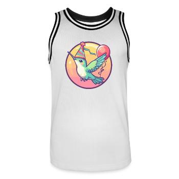 Colibri Oiseau Anniversaire Bande Dessinée - Maillot de basket Homme - blanc/noir - Devant - AI Model Male 185 dark (185cm)