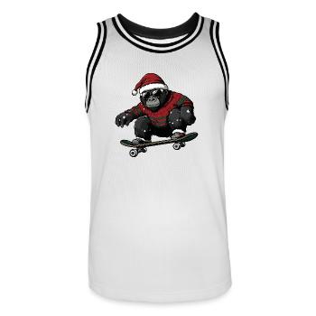 Gorille Noël drôle - Maillot de basket Homme - blanc/noir - Devant - AI Model Male 185 dark (185cm)