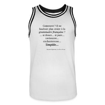 Queneau-Grammaire - Maillot de basket Homme - blanc/noir - Devant - AI Model Male 185 dark (185cm)