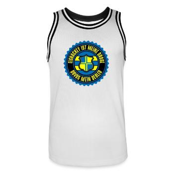 Davos - Männer Basketball-Trikot - Weiß/Schwarz - Vorne - AI Model Male 185 dark (185cm)