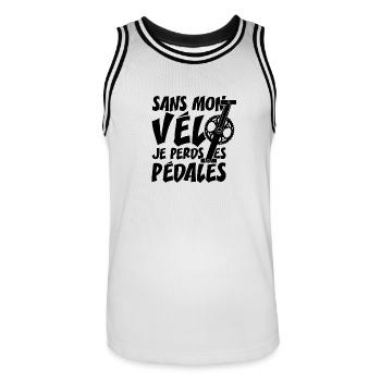SANS MON VÉLO, JE PERDS LES PÉDALES ! - Maillot de basket Homme - blanc/noir - Devant - AI Model Male 185 dark (185cm)