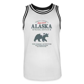 Alaska - Grizzly Bear - Männer Basketball-Trikot - Weiß/Schwarz - Vorne - AI Model Male 185 dark (185cm)